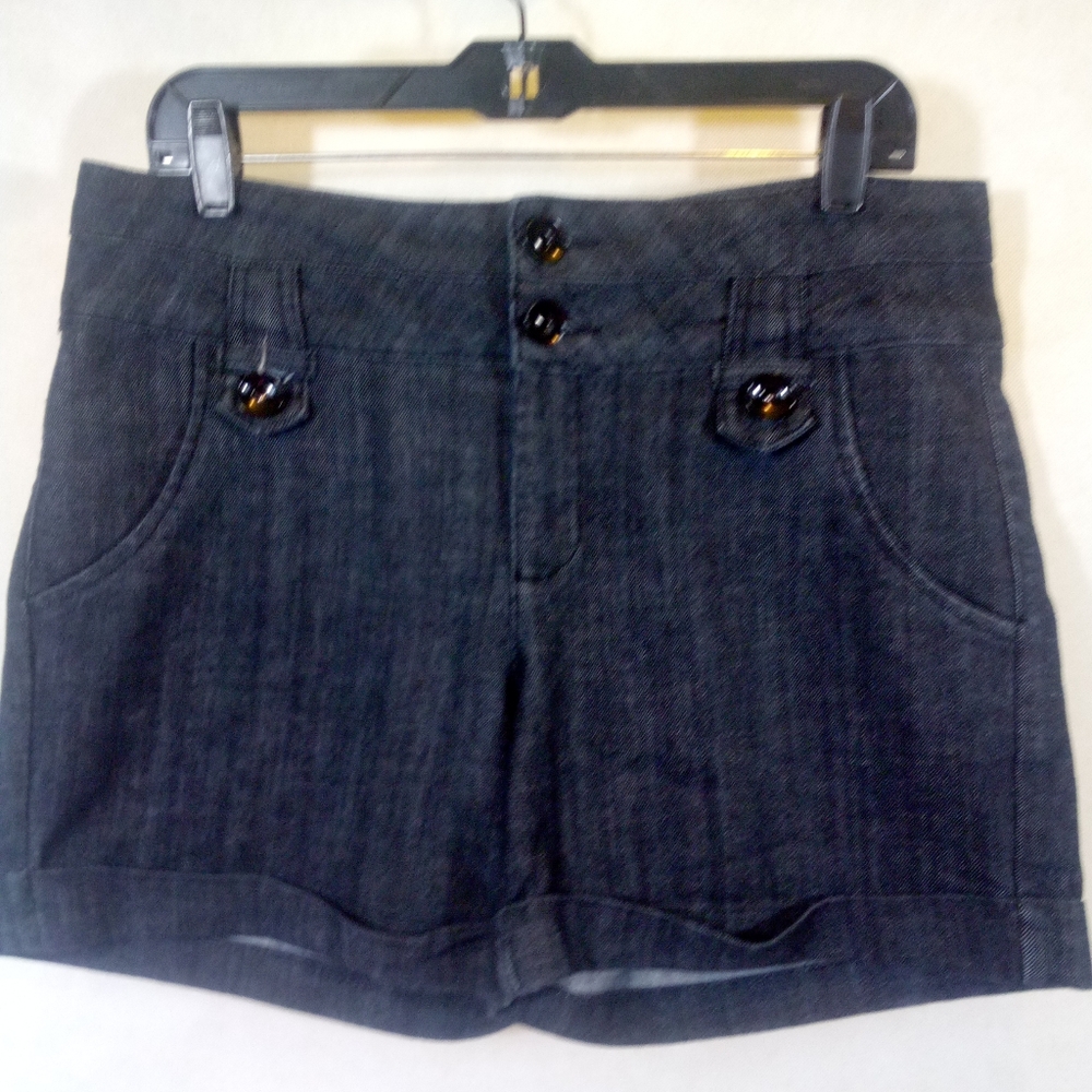 Maurices Black Flat Front Cuffed Denim Shorts 11